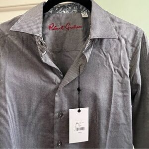 NWT Robert Graham Textured Gray Button Down Shirt, Boys size large (14-16)